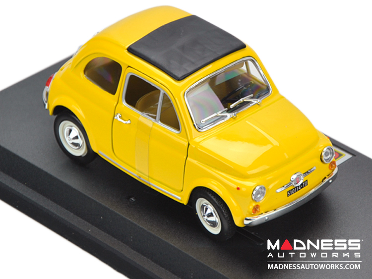 FIAT 500 F Classic Die Cast Model 1/24 Scale (Yellow) Bijoux